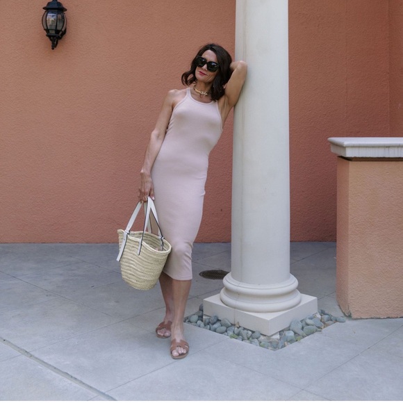 NWOT LNA Skinny Racer Midi Tank Dress in Colour Nude size L - Picture 7 of 15